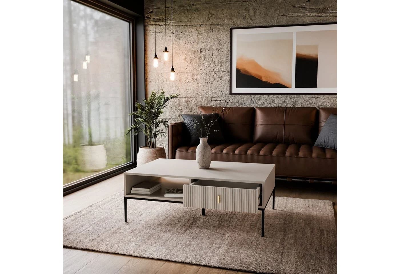 Lookway Couchtisch MIDNIGHT mit Schublade Schwarz/Gold - Bild 3