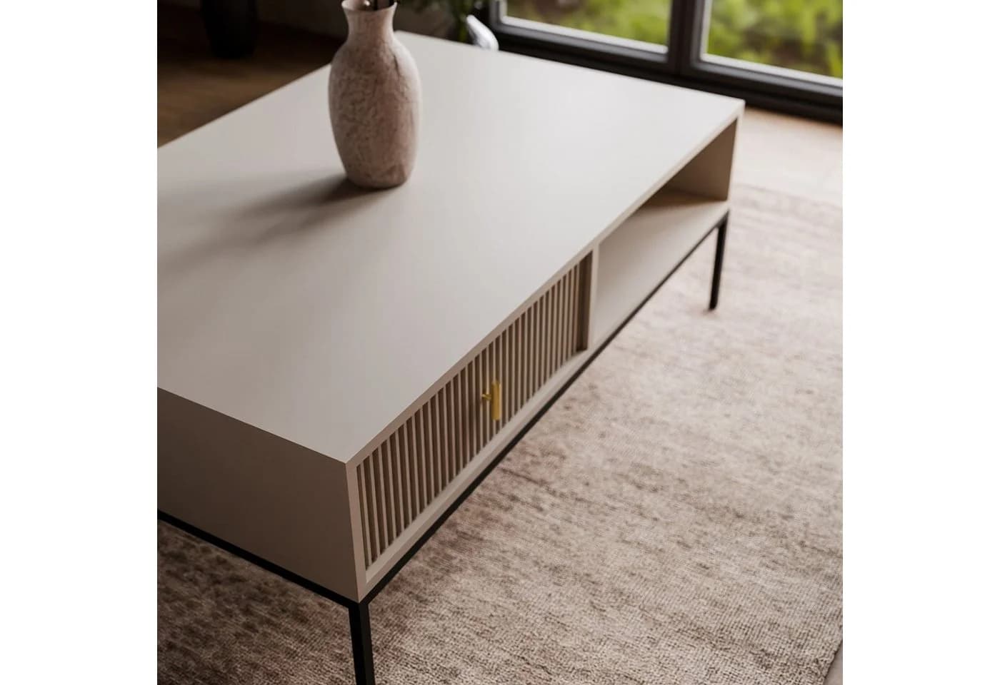 Lookway Couchtisch MIDNIGHT mit Schublade Schwarz/Gold - Bild 5