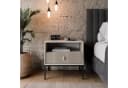 Lookway Nachttisch MIDNIGHT Schwarz mit geriffelter Front und Goldgriff Bild 1