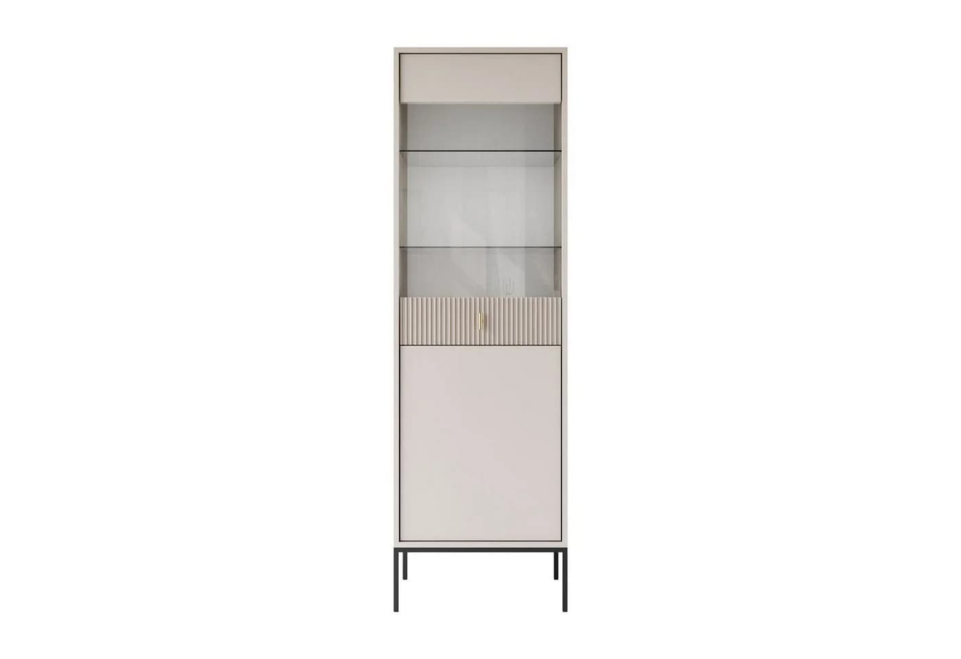 Lookway Vitrine MIDNIGHT Schwarz mit Glastür und goldenem Griff - Bild 5