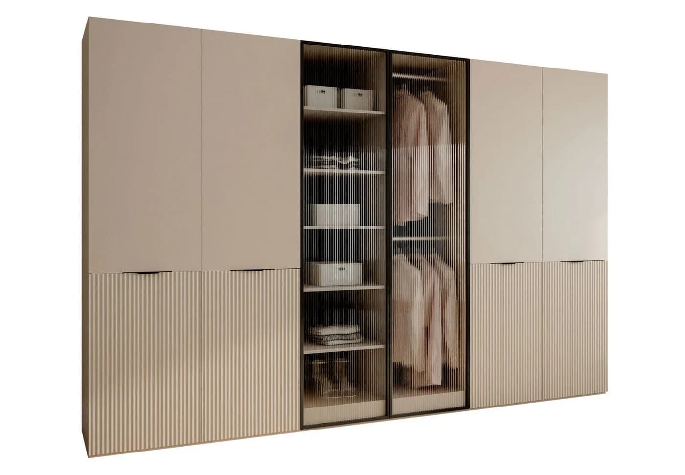 Lookway Kleiderschrank SANDBOX KASCHMIR 300 Sechstürig Weiß/Schwarz - Bild 2