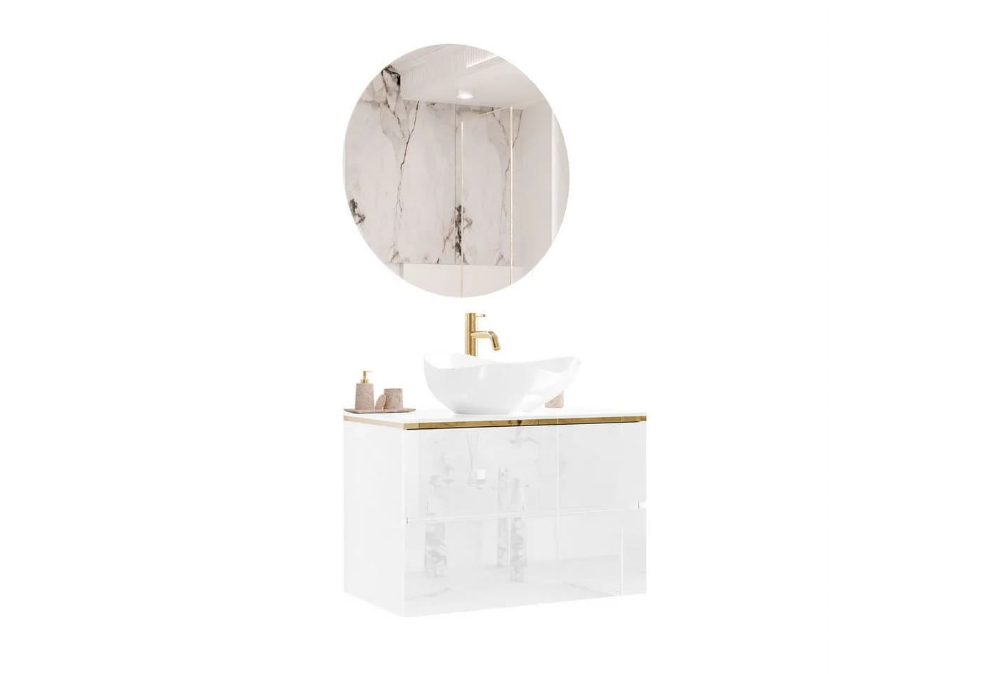 Lookway Badmöbel-Set AURORA GOLD Badezimmerschrank mit praktischen Schubladen - Bild 2