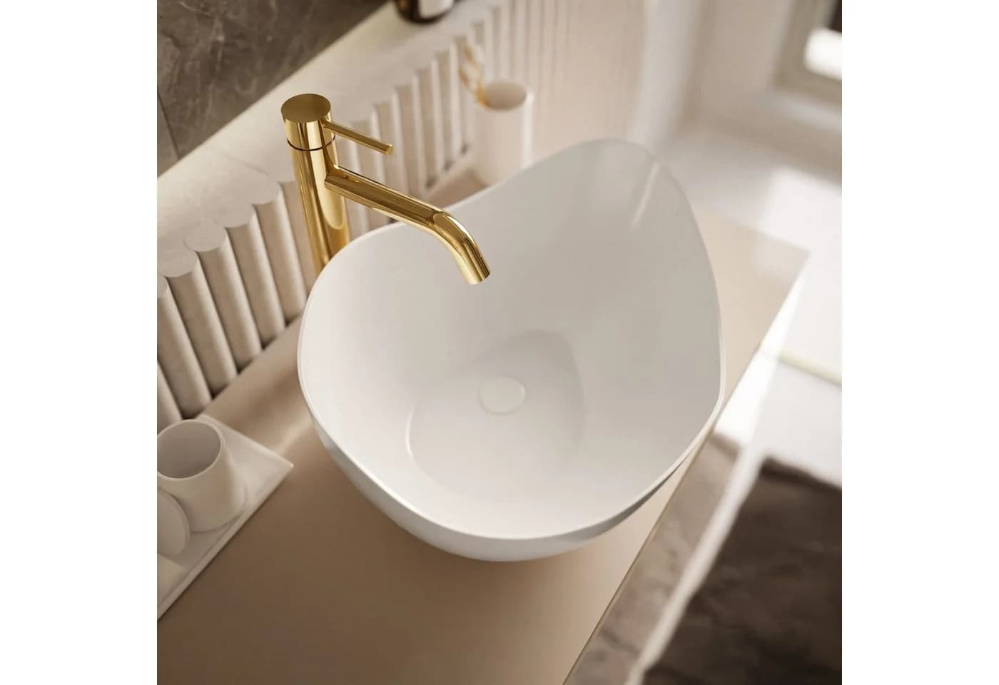 Lookway Badmöbel-Set AURORA KASHMIR GOLD mit Schrank und Waschbecken - Bild 5