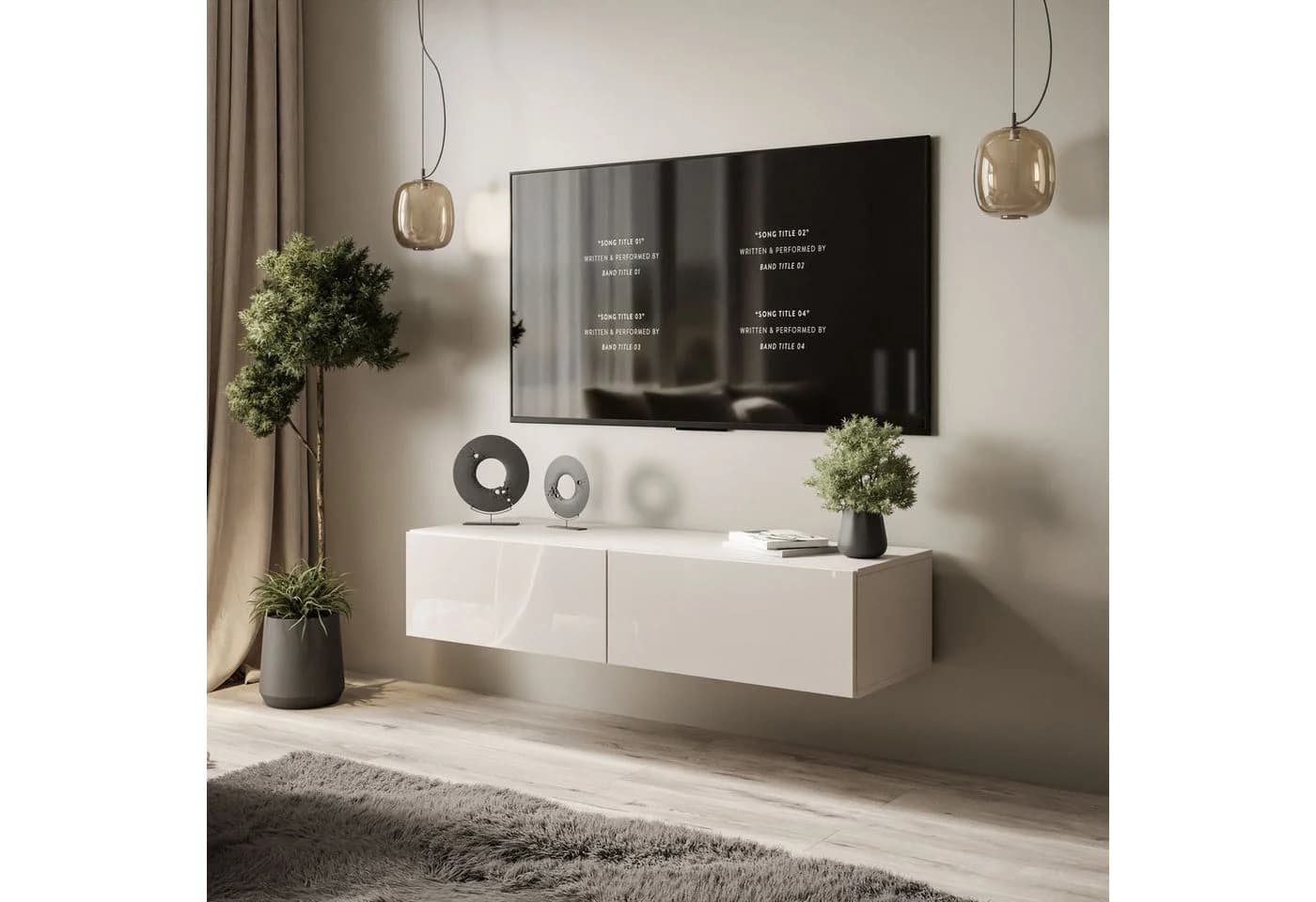 Lookway TV-Schrank CARMEN 125 cm Hängendes TV-Lowboard Hochglanz