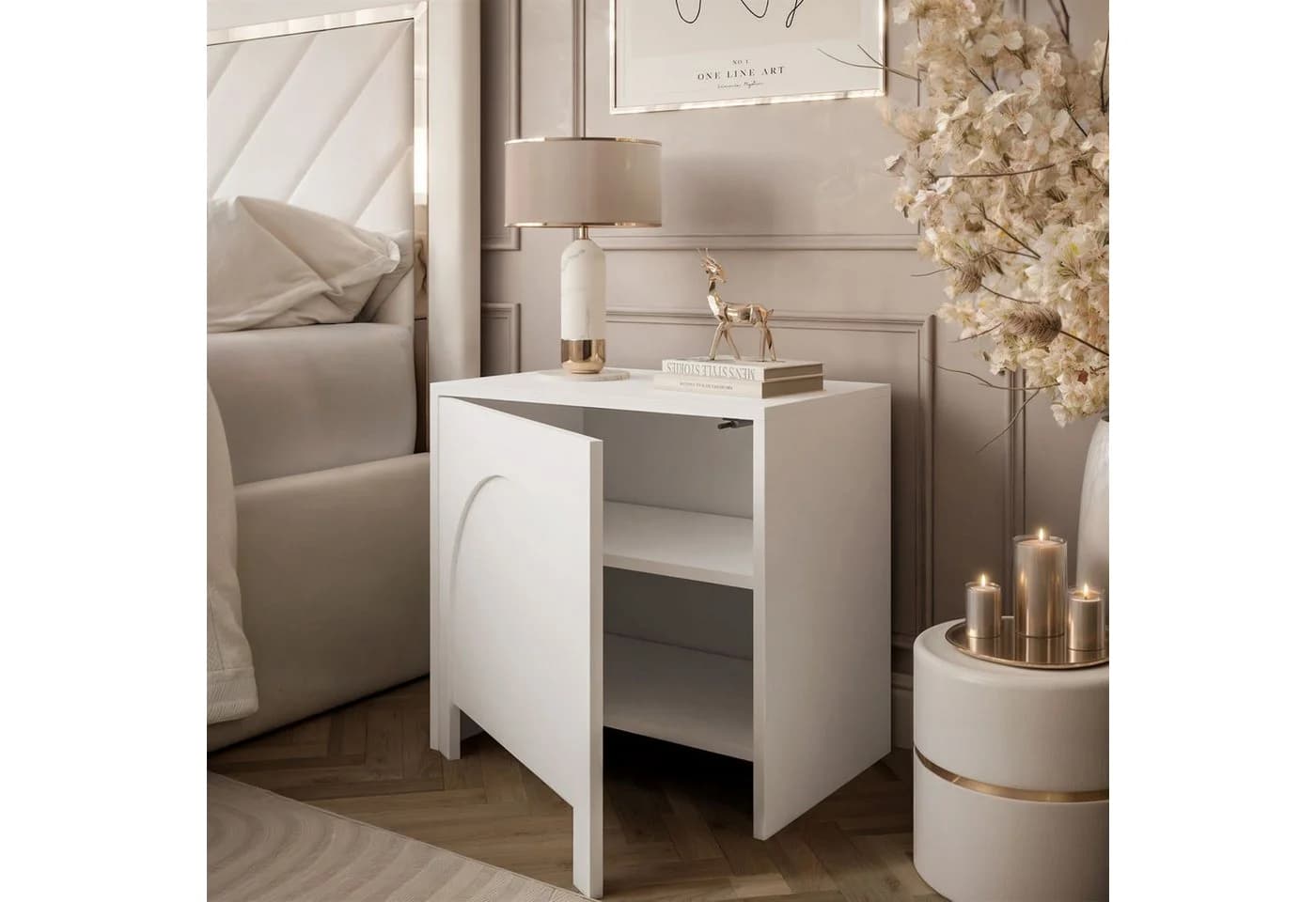 Lookway Nachttisch ARIADNA mit Tür – Minimalistisches Design fürs Schlafzimmer - Bild 3