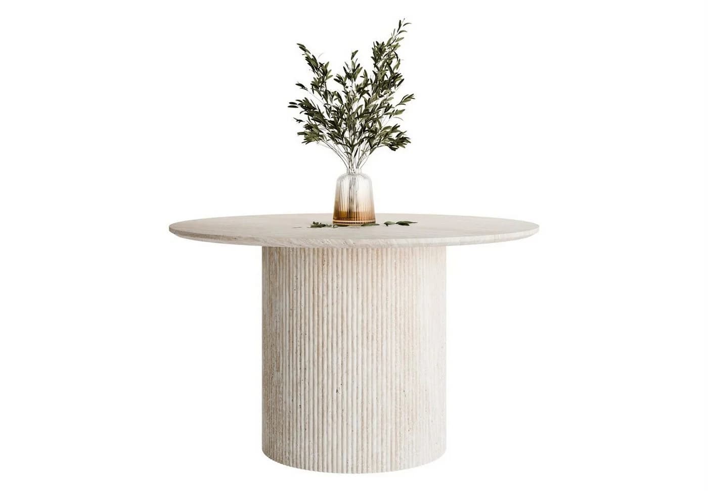 Lookway Esstisch OVI Rund Beige Geriffeltes Gestell - Bild 2