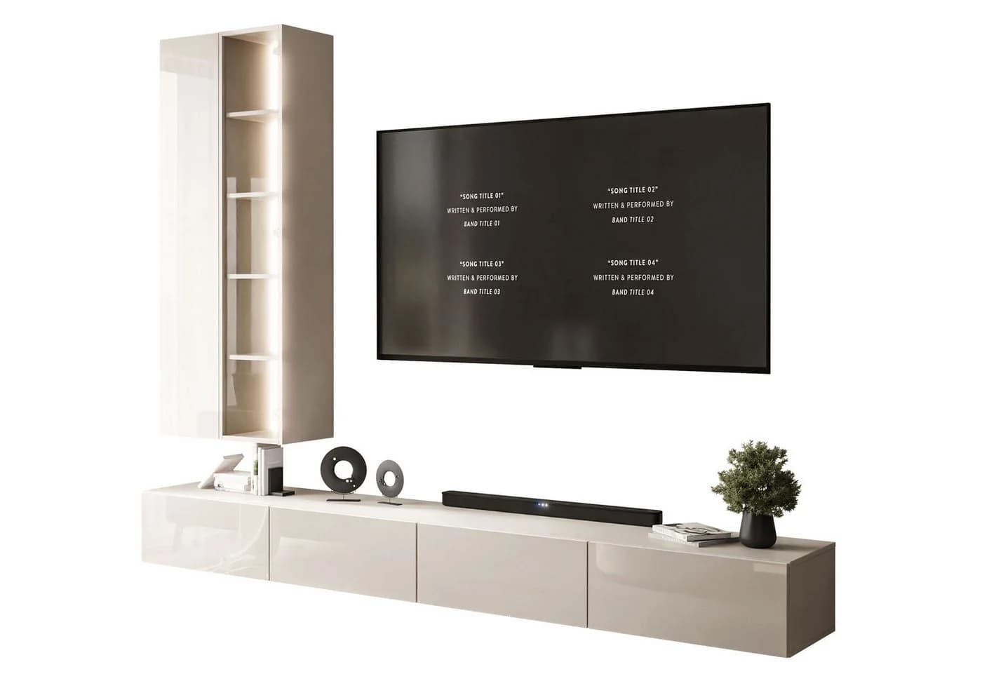 Lookway Wohnwand CARMEN mit LED-Beleuchtung, Hochglanz-Fronten - Bild 2