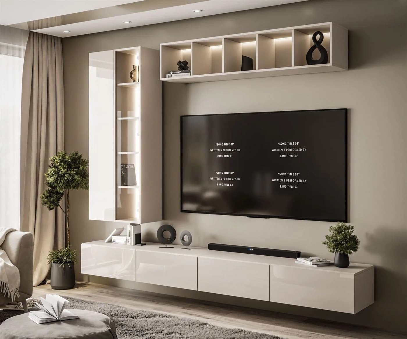 Lookway Wohnwand CARMEN II mit LED-Beleuchtung, Hochglanzfronten