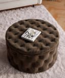 Lookway Hocker CHESTERFIELD Gesteppt mit Staufach Braun Bild 5