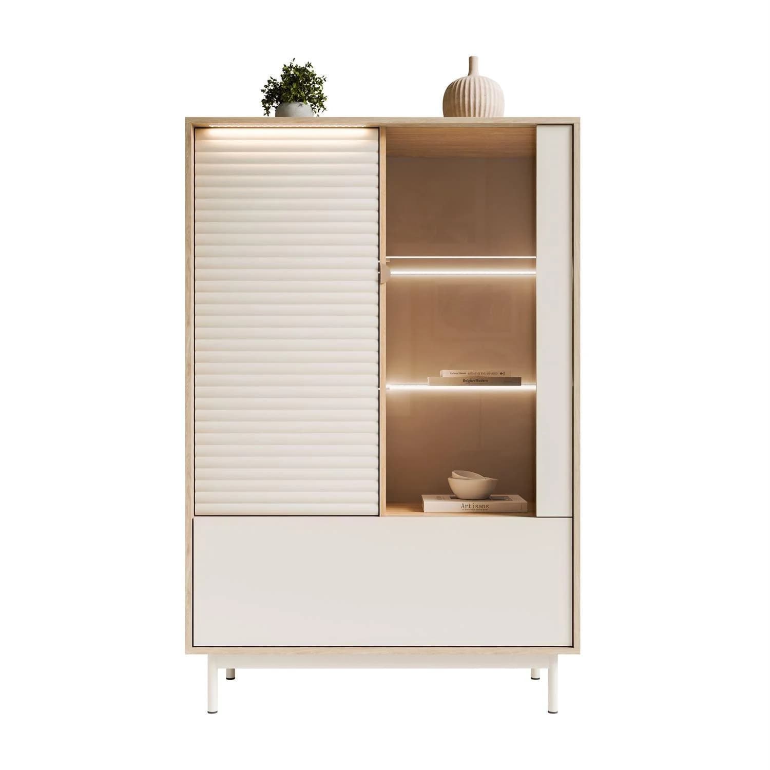 Lookway Standvitrine FLORENCE 2D1W mit LED-Beleuchtung