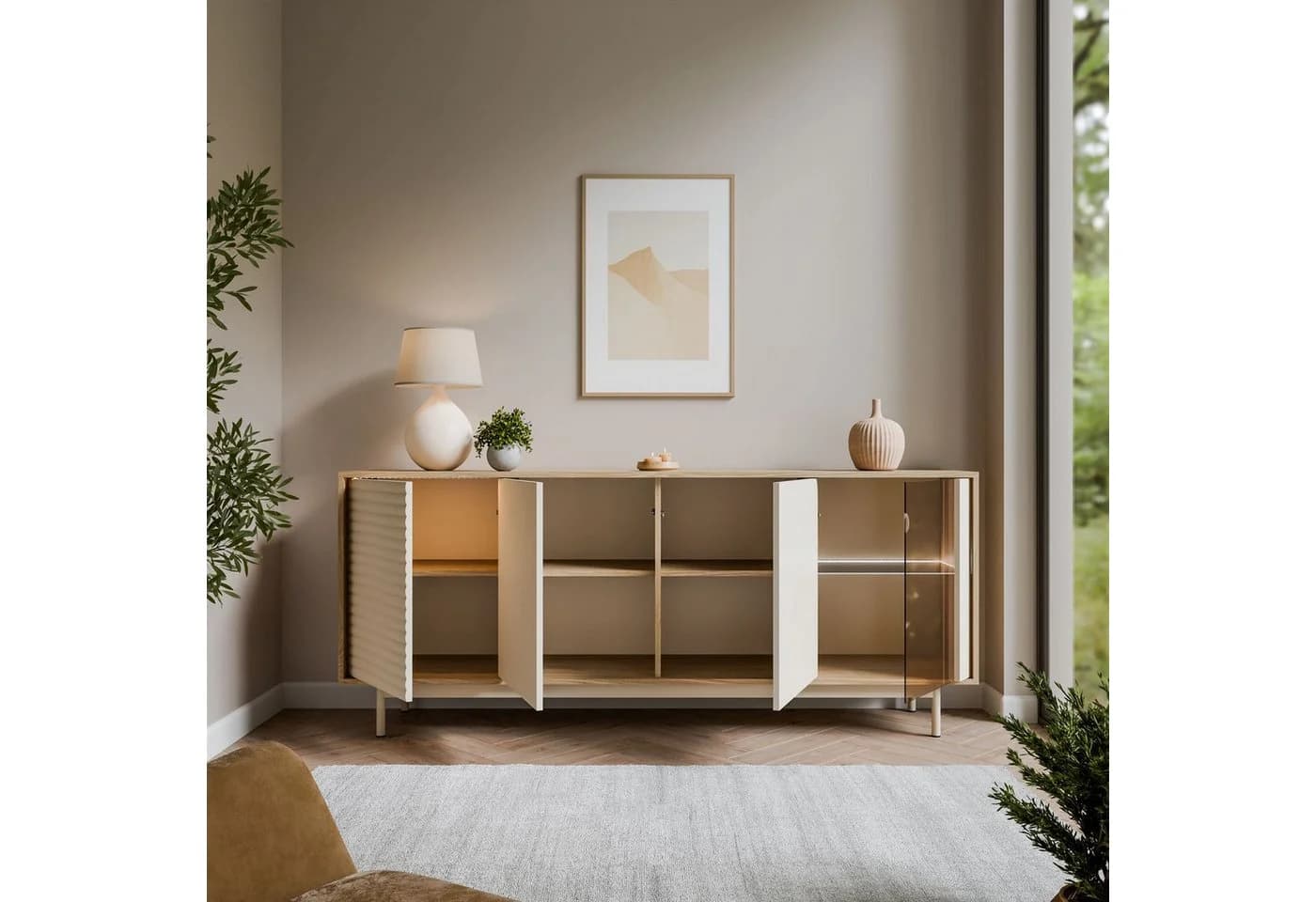 Lookway Kommode FLORENCE 3D1W mit LED-Beleuchtung Beige - Bild 3