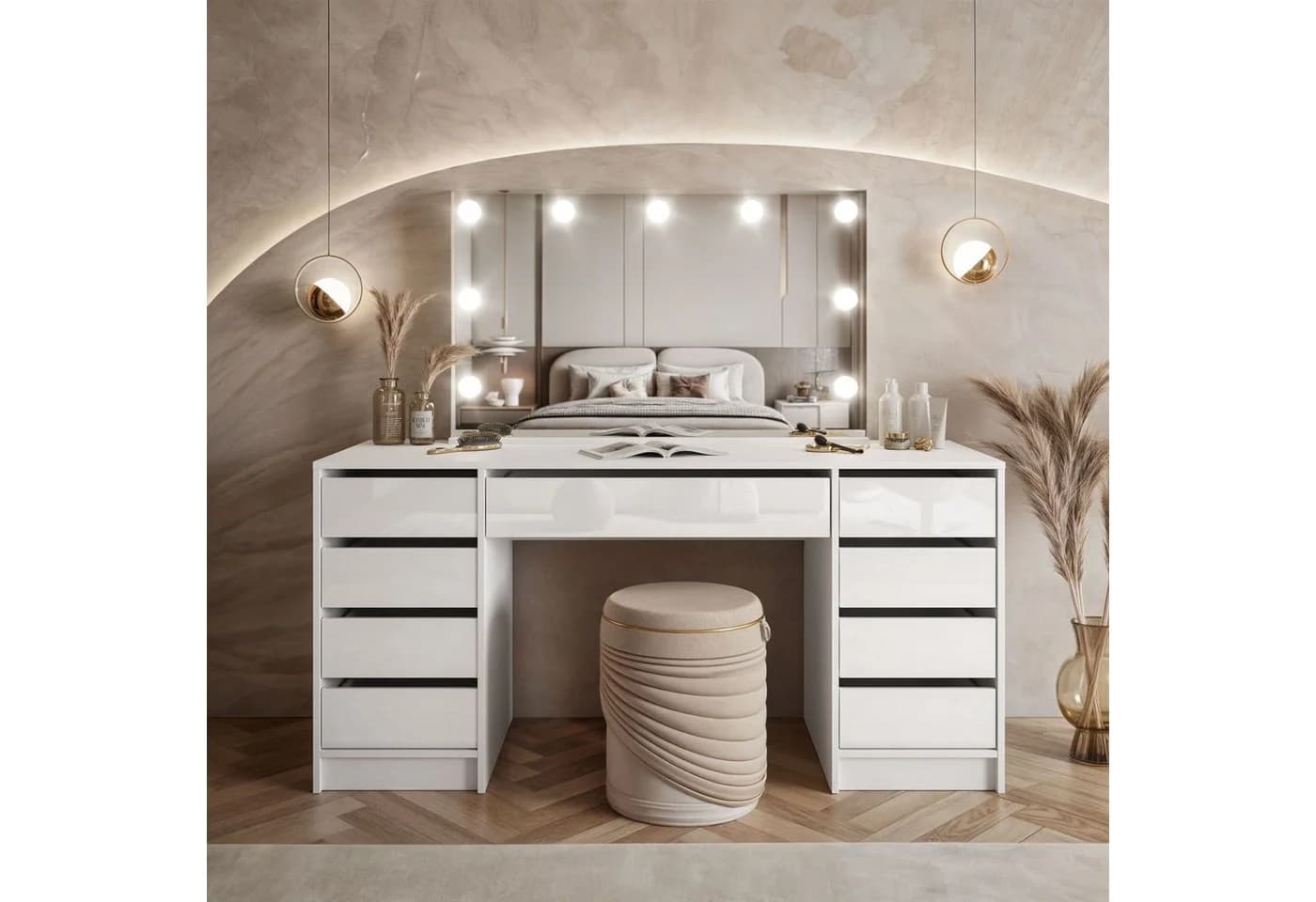 Lookway Schminktisch MADA ELITE II mit Spiegel und Beleuchtung