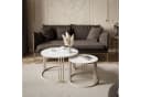 Lookway Couchtisch LORI 2in1 GLASS Kaschmirfarbenes Gestell 2er Set Bild 1