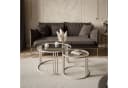 Lookway Couchtisch LORI 2in1 GLASS, runder Couchtisch mit kaschmirfarbenem Gestell Bild 1