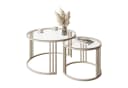 Lookway Couchtisch LORI 2in1 GLASS, runder Couchtisch mit kaschmirfarbenem Gestell Bild 2