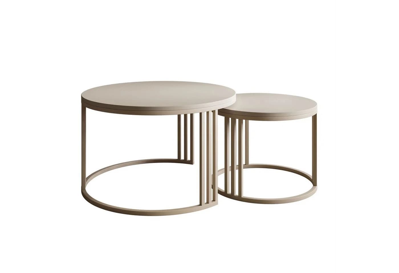 Lookway Couchtisch LORI 2in1 MATT, runder Couchtisch mit kaschmirfarbenem Gestell - Bild 5