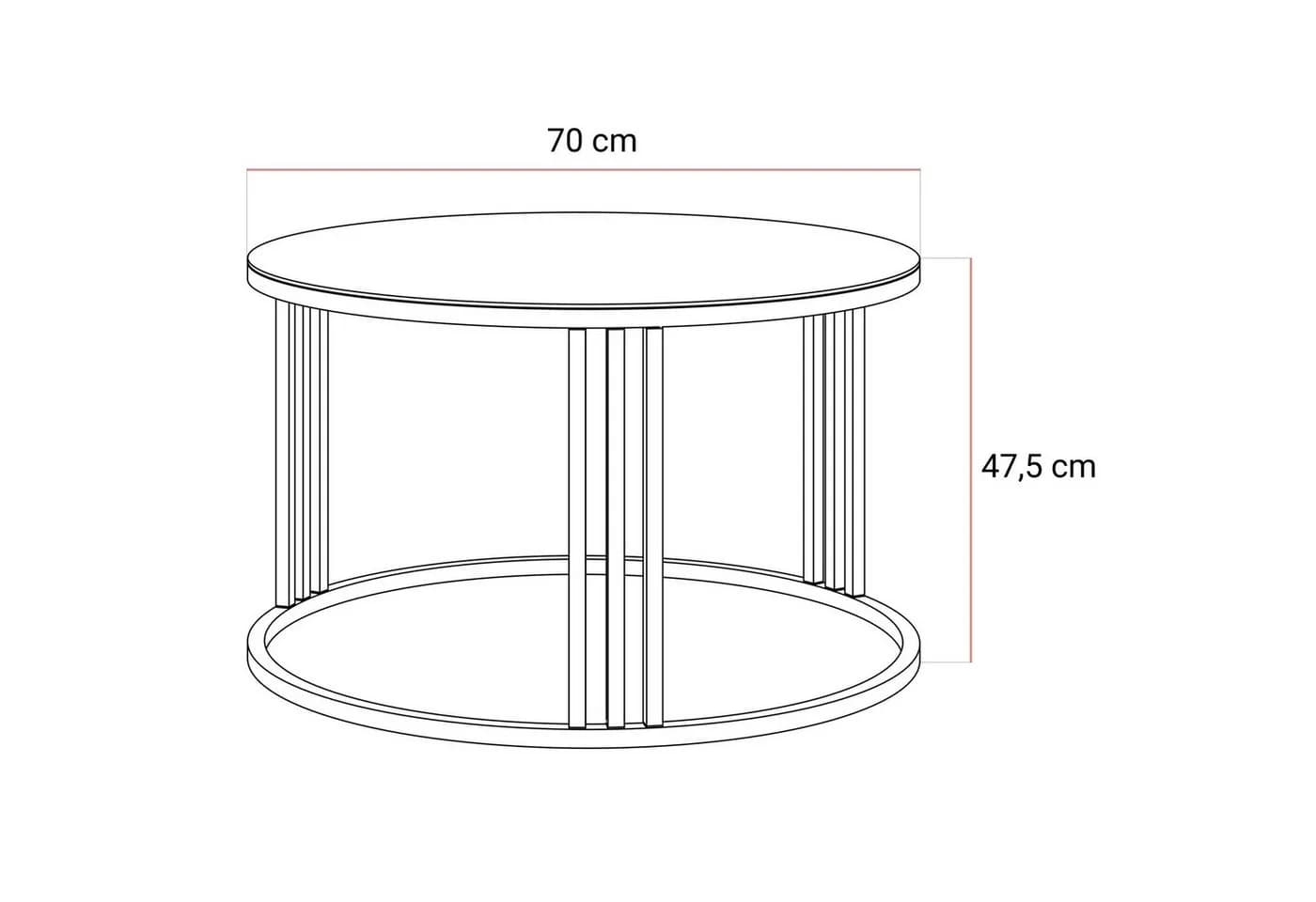 Lookway Couchtisch LORI GLASS rund kaschmirfarben Glasplatte - Bild 5