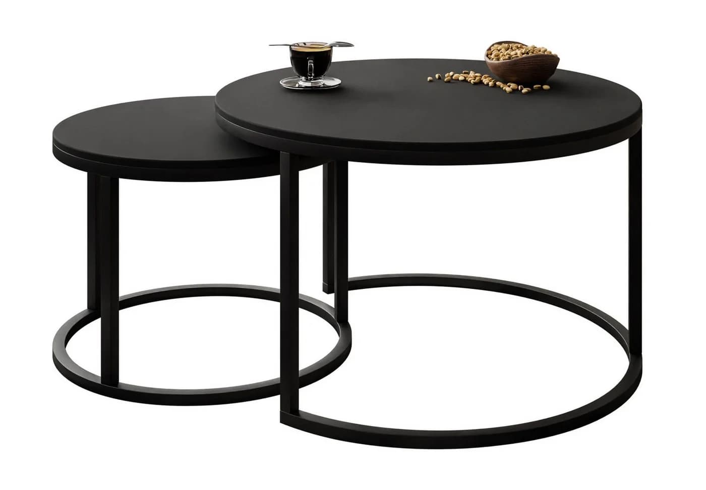 Lookway CIRI 2in1 Couchtisch Set Schwarz Matt Schichtholz Metall - Bild 2