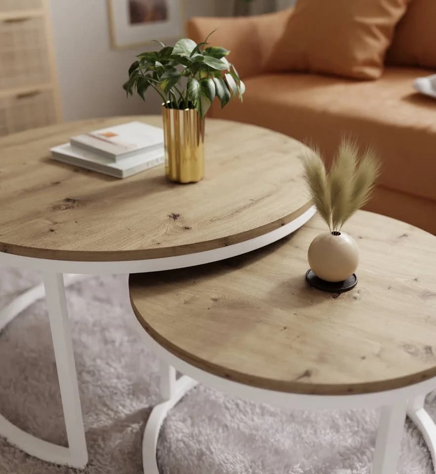 Lookway Couchtisch CIRI 2in1 LOFT Runder Tisch 2er Set - Bild 4