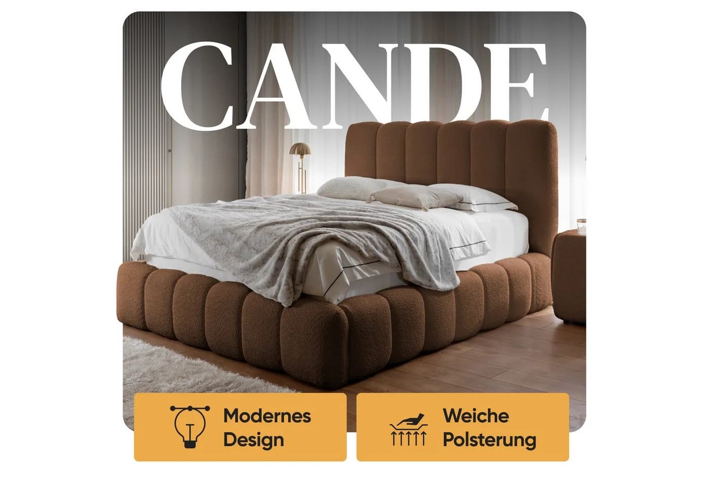 Friderik-EU Polsterbett CANDE mit Bettkasten und Lattenrost Beige - Bild 4