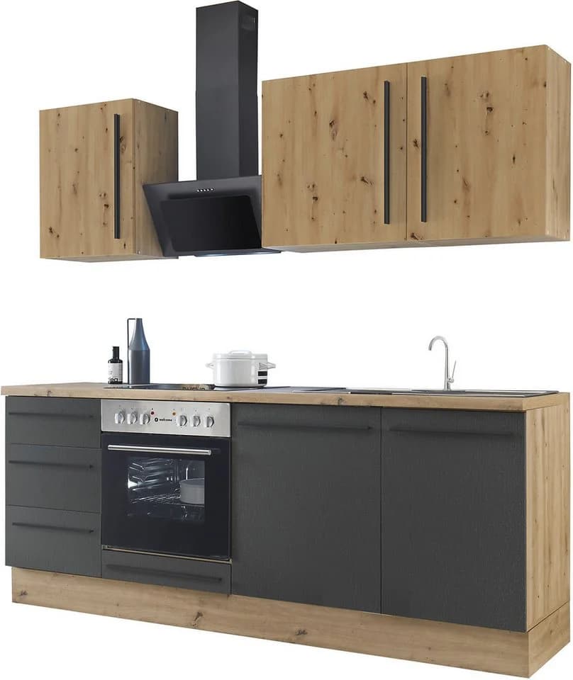 Küchenzeile KS-Florida Schwarz Eiche 220cm mit Soft-Close - Bild 4