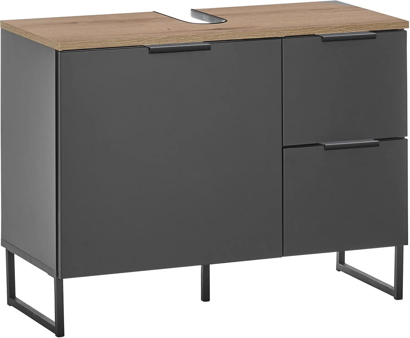 BASIC by Balculina Waschbeckenunterschrank Denver Schwarz Matt Eiche - Bild 2