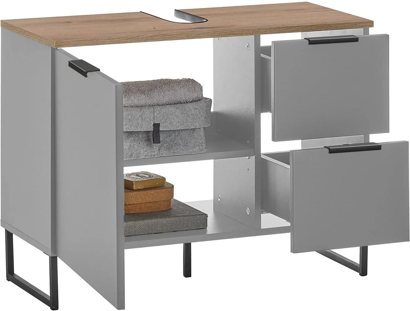 BASIC by Balculina Denver Waschbeckenunterschrank Grau Matt Softclose - Bild 4