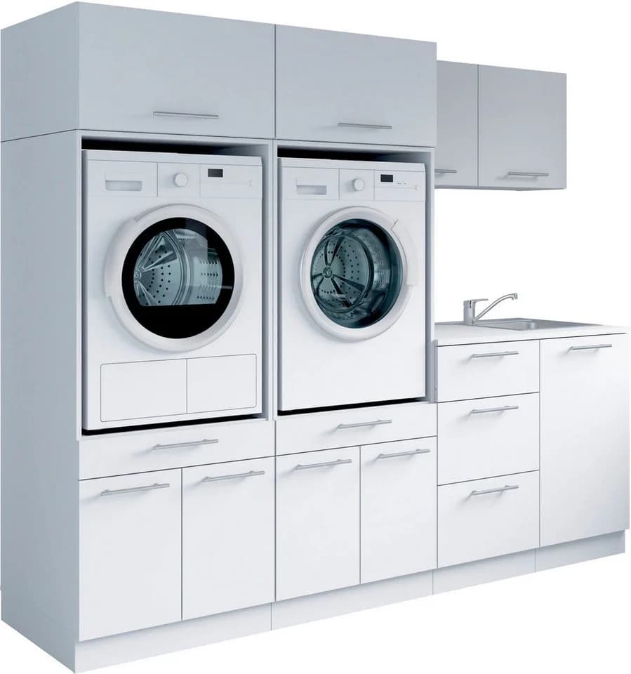 Mehrzweckschrank-Set LAUNDREEZY 8-tlg. Mehrzweckschrank-Set B/H/T 236/200/68 cm, weiß matt, Holzwerkstoff, Kastenmöbel-Sets, Breite 236 cm, Soft-Close-Funktion für Türen - Bild 2
