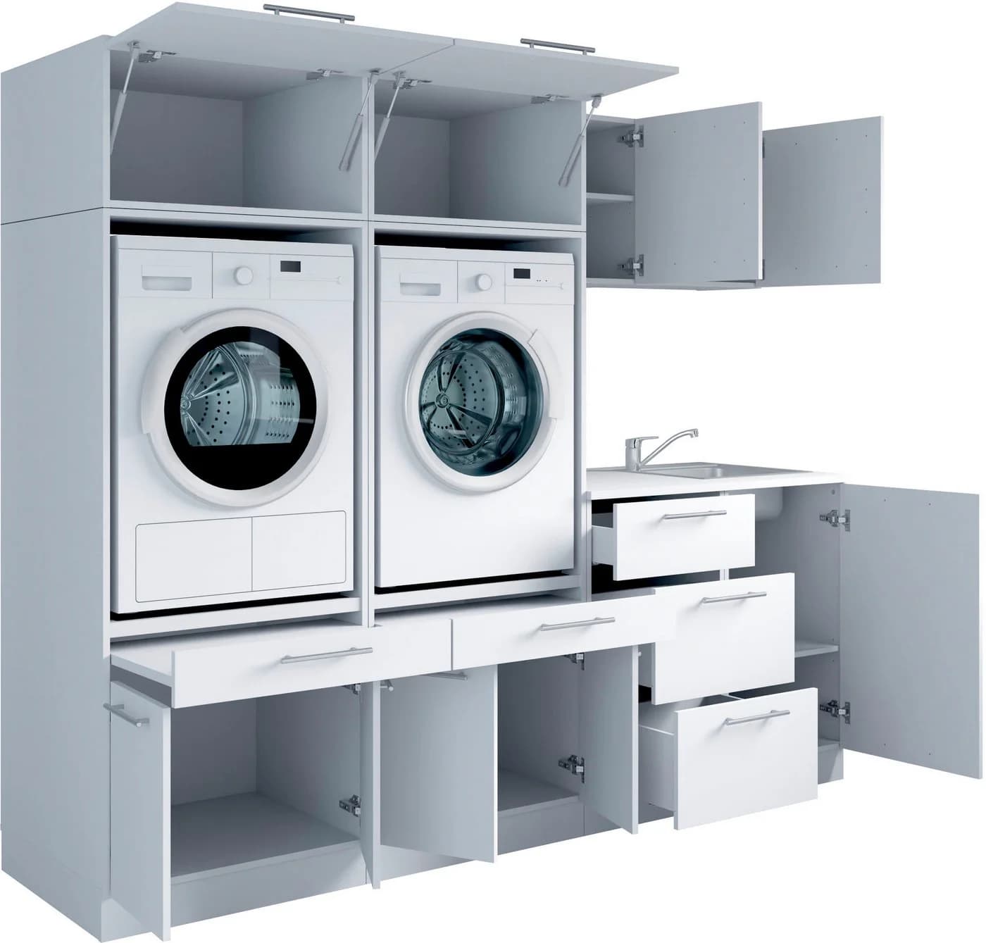 Mehrzweckschrank-Set LAUNDREEZY 8-tlg. Mehrzweckschrank-Set B/H/T 236/200/68 cm, weiß matt, Holzwerkstoff, Kastenmöbel-Sets, Breite 236 cm, Soft-Close-Funktion für Türen - Bild 3