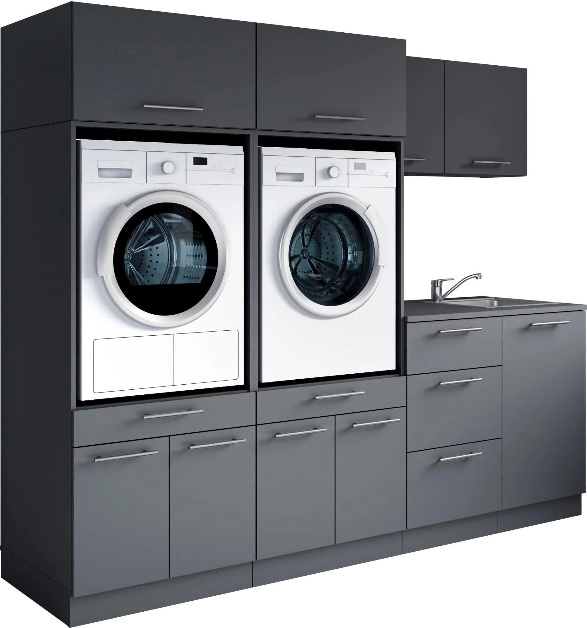 Mehrzweckschrank-Set LAUNDREEZY 8-tlg. Anthrazit Matt Holzwerkstoff