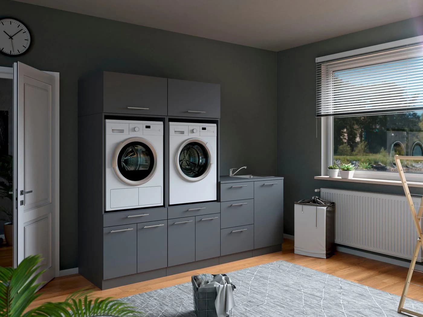 Laundreezy Mehrzweckschrank-Set 6-tlg. Anthrazit Matt
