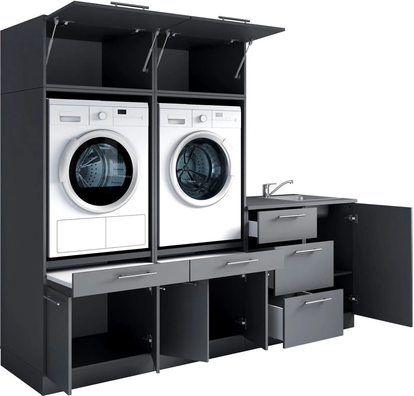Laundreezy Mehrzweckschrank-Set 6-tlg. Anthrazit Matt - Bild 3