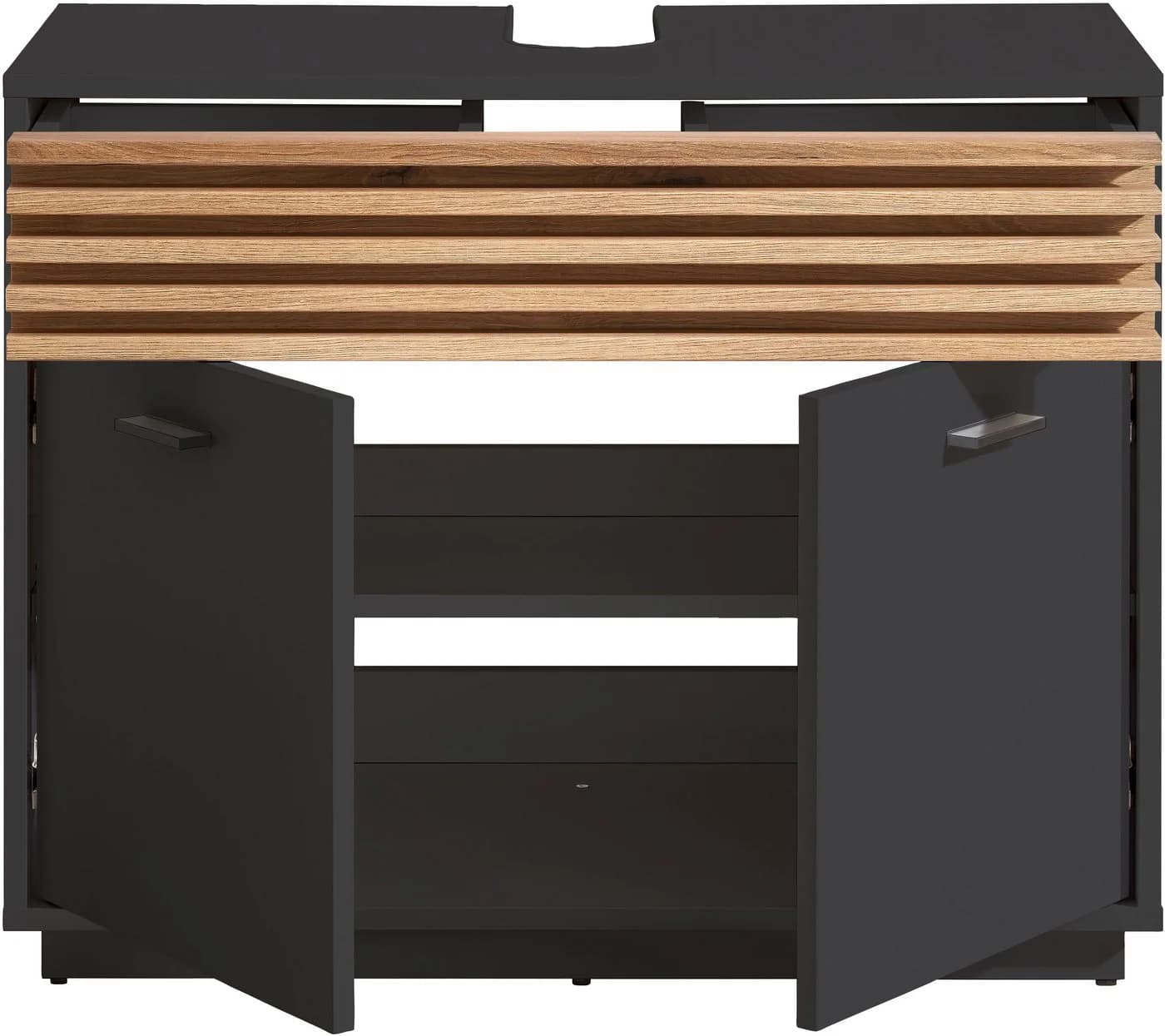 Waschbeckenunterschrank BASIC BY BALCULINA Liguria 80x64x40 cm Anthrazit Eichefarben - Bild 4