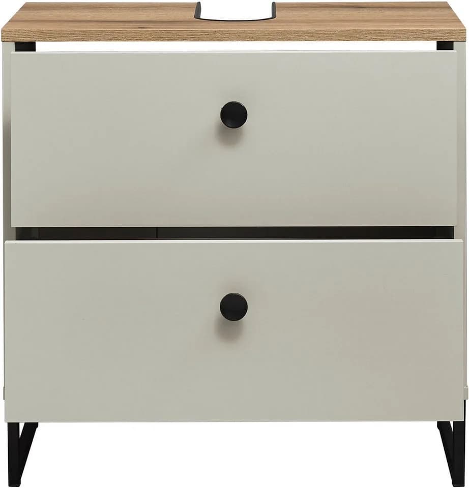 Waschbeckenunterschrank BASIC BY BALCULINA Linea Kaschmir Evoque Eiche U-Profil-Füße - Bild 4