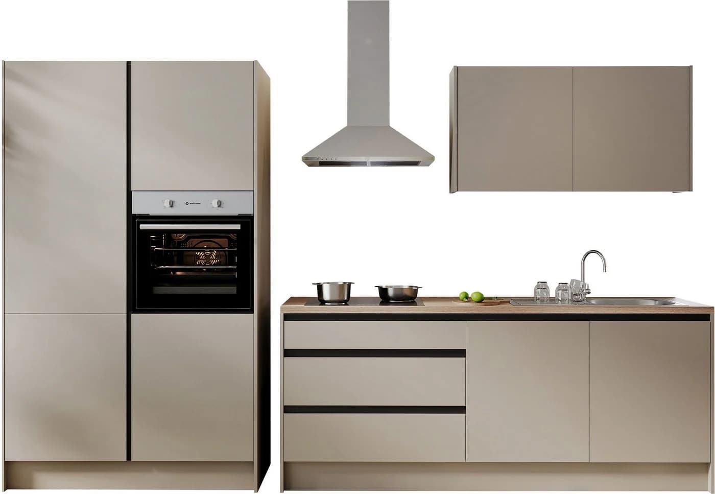 Mid.you Küchenblock Troja Grau Schwarz Kaschmir Holzwerkstoff 1,3 Schubladen - Bild 2