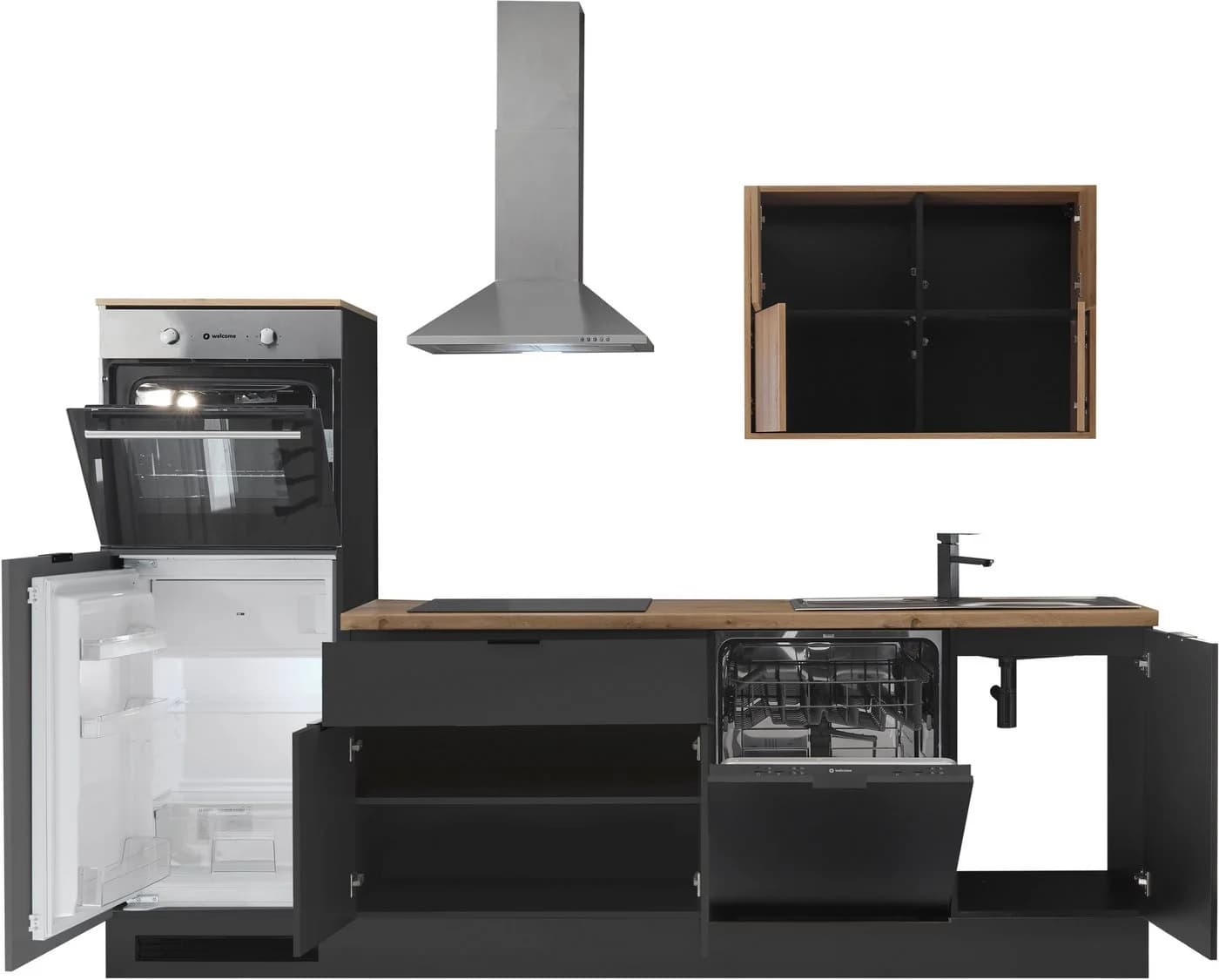 KOCHSTATION Küchenzeile KS-Georgia Schwarz 260cm - Bild 4