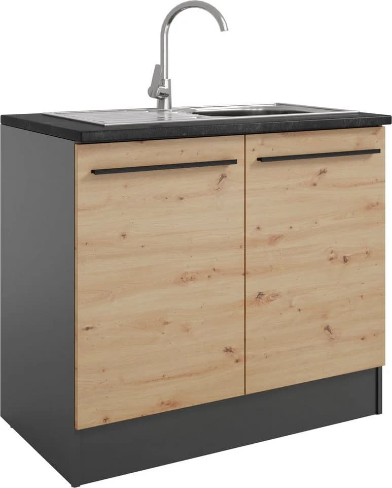 Spülenschrank BASIC BY BALCULINA Jazz anthrazit 100 cm - Bild 3