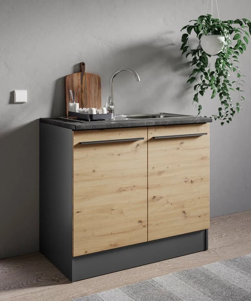 Spülenschrank BASIC BY BALCULINA Jazz anthrazit 100 cm - Bild 5