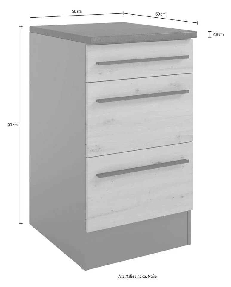 Unterschrank BASIC BY BALCULINA Jazz anthrazit eiche 3 Schubladen - Bild 5