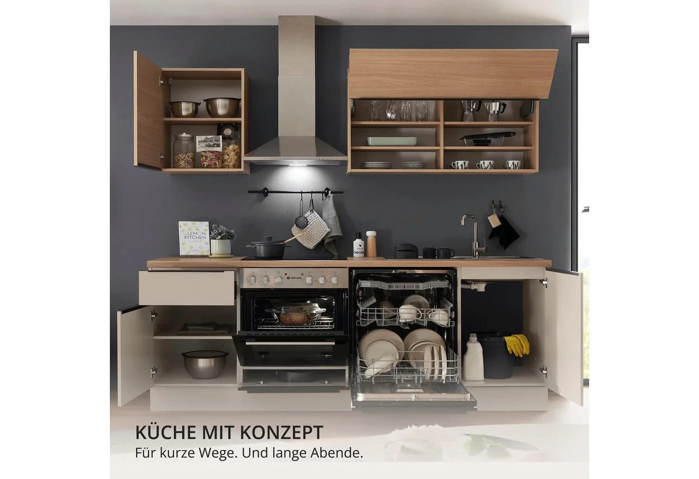KOCHSTATION Küchenzeile Cocco 220 cm Weiß mit Induktion - Bild 5