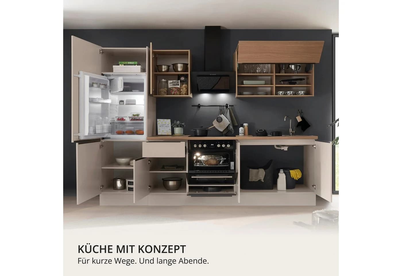 KOCHSTATION Küchenzeile Cocco Kaschmirfarben mit Induktion - Bild 5