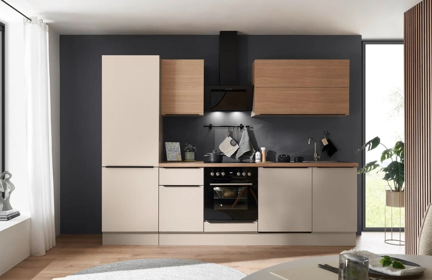 KOCHSTATION Küchenzeile Cocco 280 cm Weiß mit Soft-Close