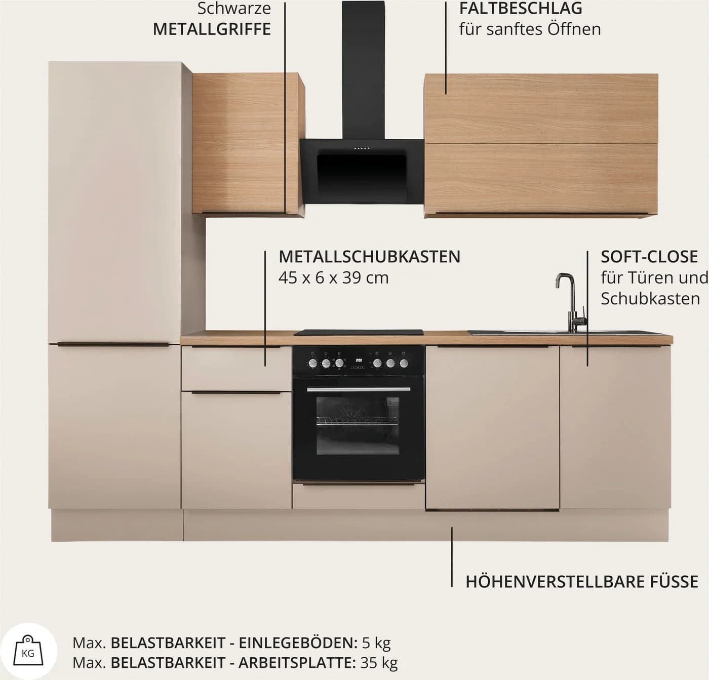 KOCHSTATION Küchenzeile Cocco 280 cm Weiß mit Soft-Close - Bild 4