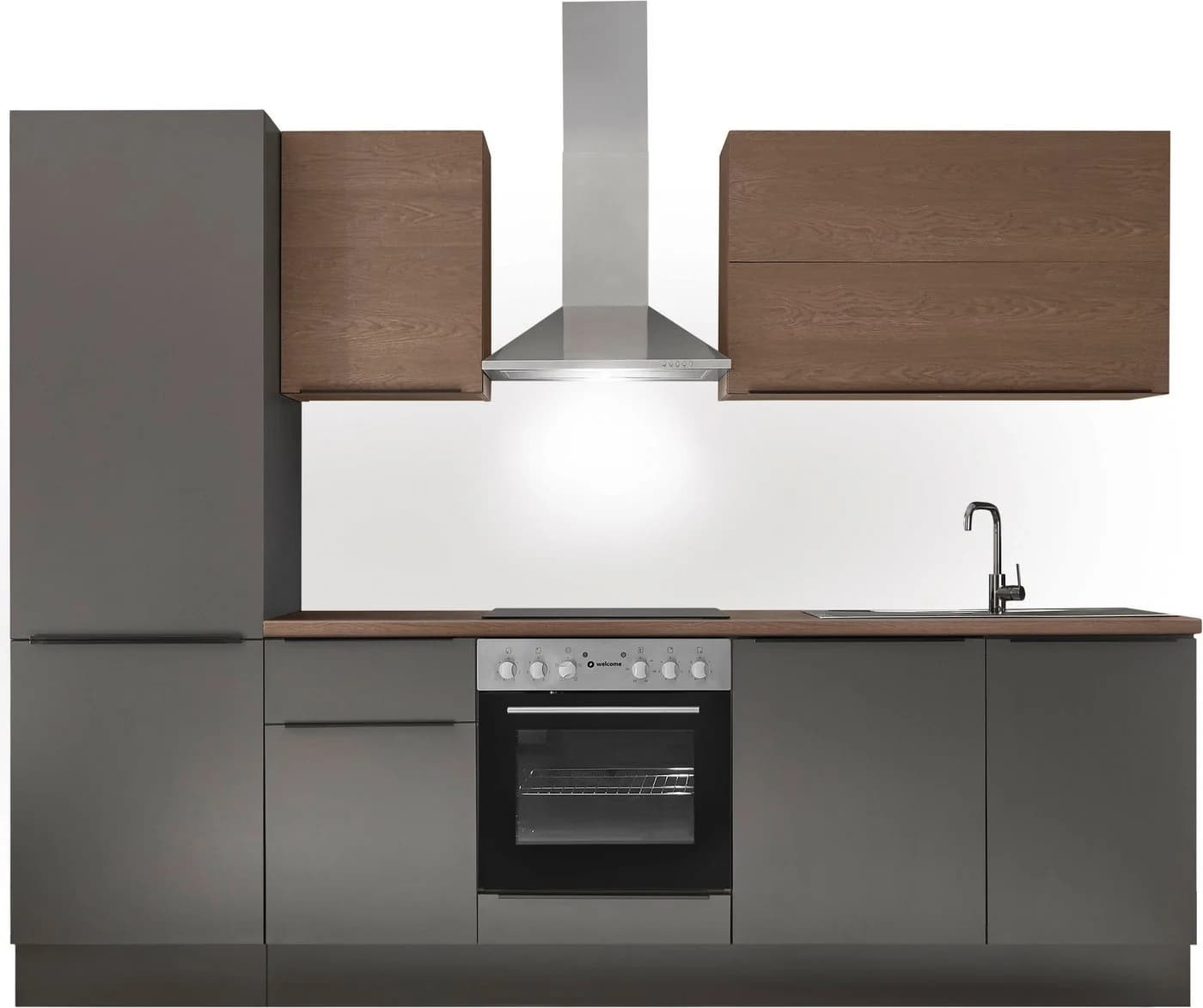KOCHSTATION Küchenzeile Cocco Anthrazit/Nussbaum 280 cm mit Soft-Close - Bild 2