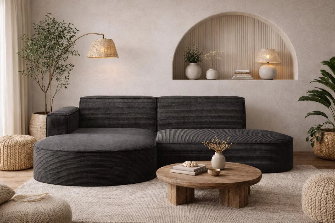 Kaiser Möbel Ecksofa MODENA STUDIO L-Form Cord Grau - Bild 2