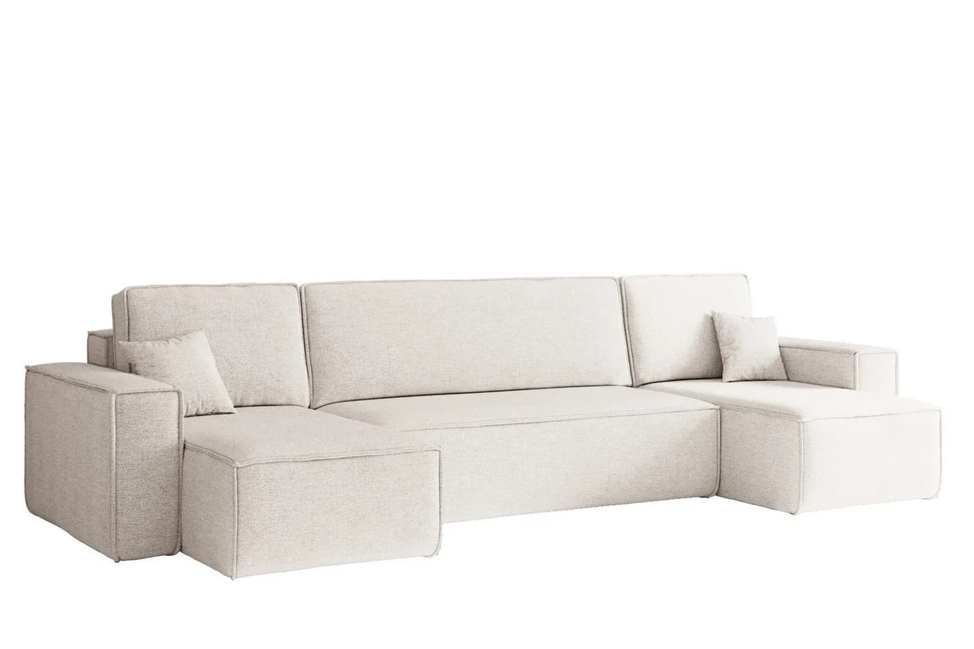 Kaiser Möbel Ecksofa U-Form BEST Beige mit Schlaffunktion und Bettkasten