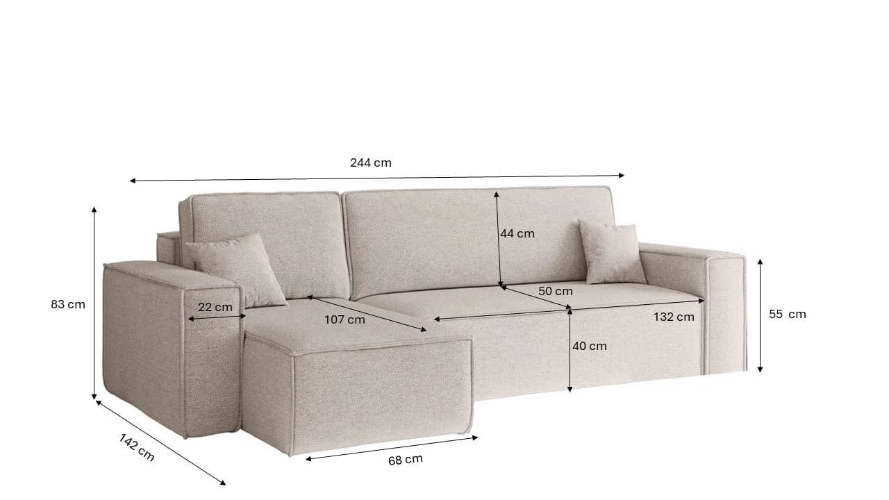 Kaiser Ecksofa L-Form mit Schlaffunktion und Bettkasten, Stoff Verita - Bild 3