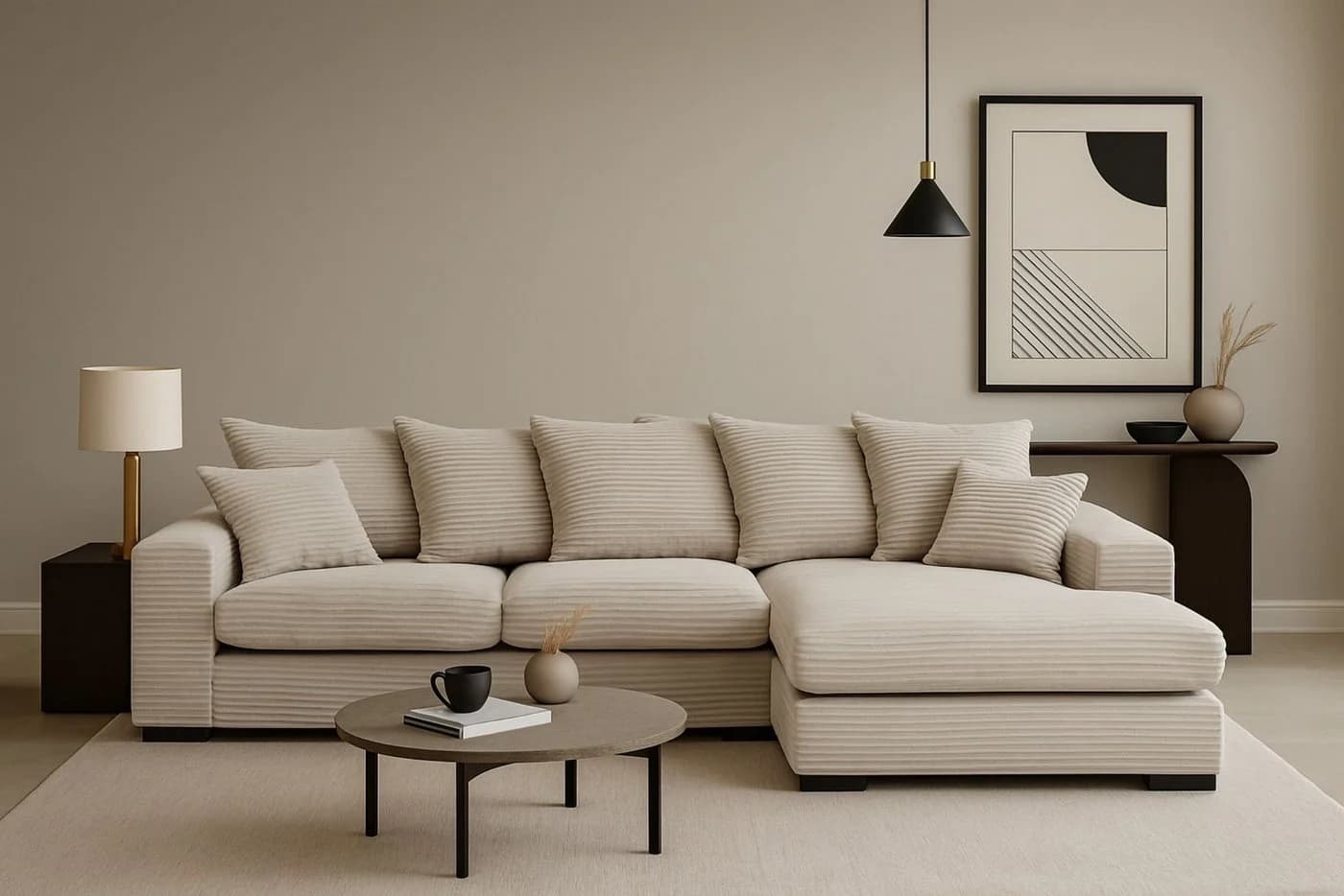 Kaiser Möbel Ecksofa Gabon L-Form Beige Stoff ZOOM mit Schlaffunktion - Bild 2