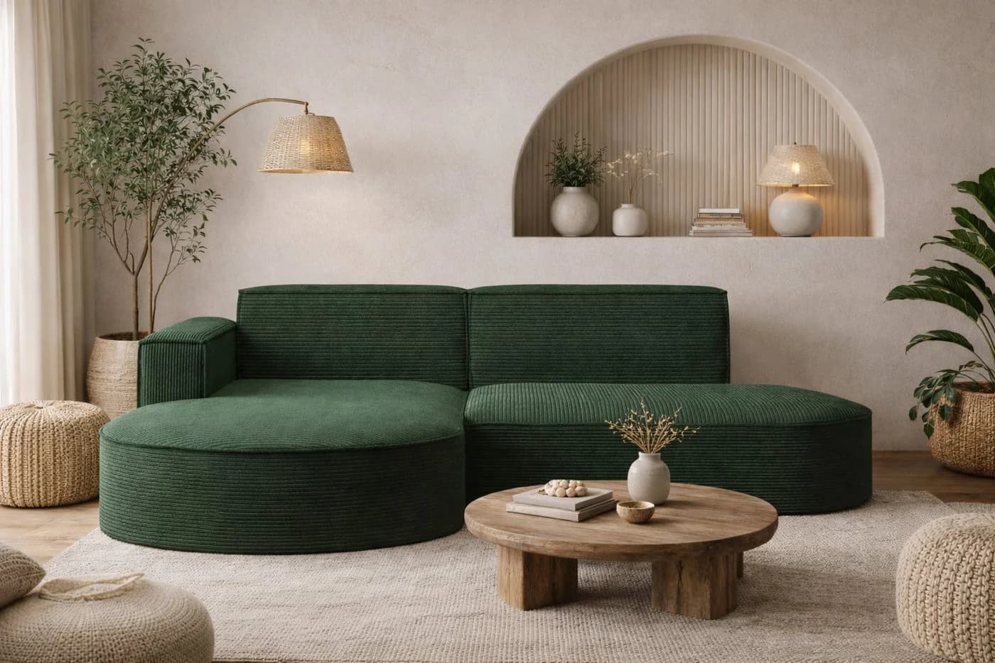 Kaiser Möbel Ecksofa MODENA STUDIO L-Form Cord Dunkelgrün - Bild 2