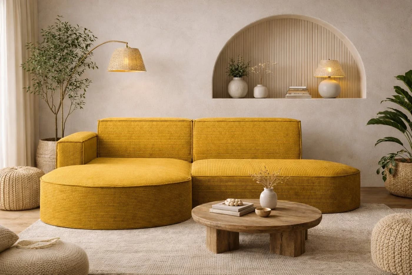 Kaiser Möbel Ecksofa MODENA STUDIO L-Form Cord Gelb - Bild 2